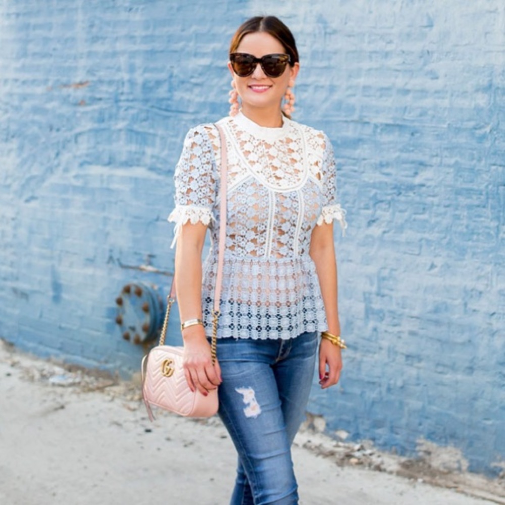 Self portrait lace peplum top